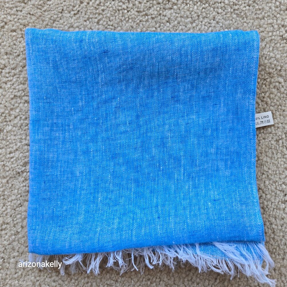 NWOT Turquoise Blue Linen Scarf - Picture 8 of 8